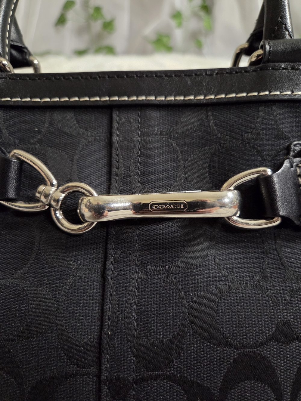 Coach Hampton Black Signature Canvas Satchel - Picture 2 of 13